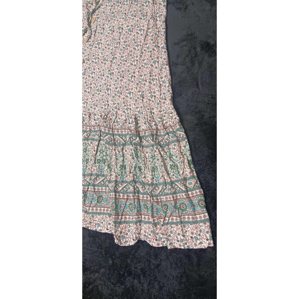Boho High Waisted Button Up Maxi Skirt Small Micro Floral Cottagecore Prairie - Picture 4 of 11